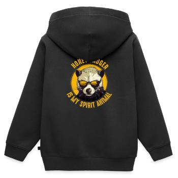 Honigdachs ist mein Krafttier - Kinder Premium Organic Zip Hoodie - Schwarz - Hinten - AI Model Kid Male (0cm)