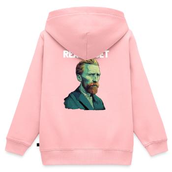 Fertiges Set Gogh - Kinder Premium Organic Zip Hoodie - Rosa - Hinten - AI Model Kid Female (0cm)