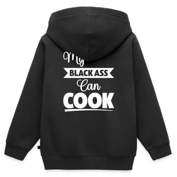Mon cul noir sait cuisiner - Sweat Premium à capuche zippé enfant bio - noir - Dos - AI Model Kid Male (0cm)