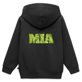 Geschenk Mia - Kinder Premium Organic Zip Hoodie - Schwarz - Hinten - AI Model Kid Male (0cm)
