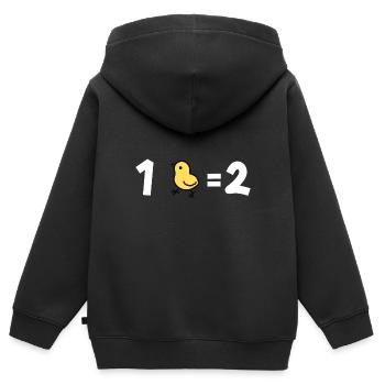 un poussin égal deux - Sweat Premium à capuche zippé enfant bio - noir - Dos - AI Model Kid Male (0cm)