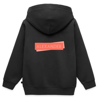 Schild ALEXANDER Alex Alexander - Kinder Premium Organic Zip Hoodie - Schwarz - Hinten - AI Model Kid Male (0cm)