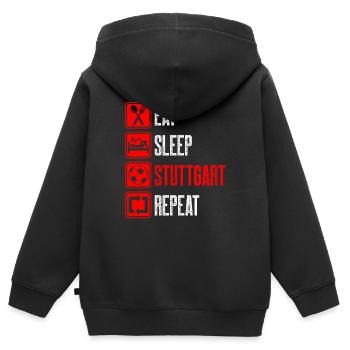 Repeat Stuttgart - Kinder Premium Organic Zip Hoodie - Schwarz - Hinten - AI Model Kid Male (0cm)