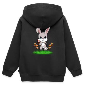 Osterhase mit Ostereier im Korb - Kinder Premium Organic Zip Hoodie - Schwarz - Hinten - AI Model Kid Male (0cm)
