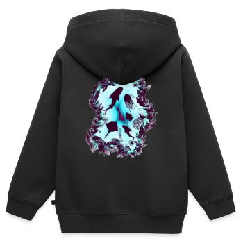 Meeresleben Traumurlaub Meeresbewohner in Karibik - Kinder Premium Organic Zip Hoodie - Schwarz - Hinten - AI Model Kid Male (0cm)