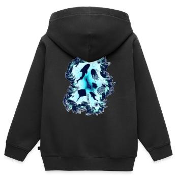 Unter Wasser im Meer mit Meeresleben für Taucher - Kinder Premium Organic Zip Hoodie - Schwarz - Hinten - AI Model Kid Male (0cm)