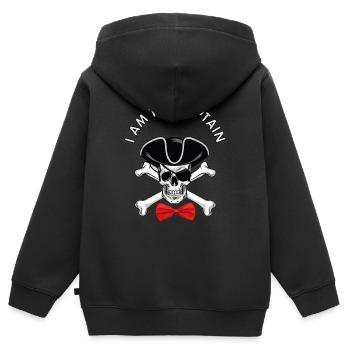 Pirat Piratenkopf Piratenschiff Kapitän Geschenk - Kinder Premium Organic Zip Hoodie - Schwarz - Hinten - AI Model Kid Male (0cm)