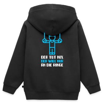 Ringe Turnen Barren Reck Gymnatstik Turner Outfit - Kinder Premium Organic Zip Hoodie - Schwarz - Hinten - AI Model Kid Male (0cm)