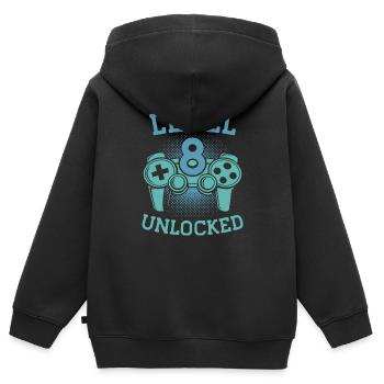 8 Geburtstag Level 8 Unlocked 8 Jahre Geschenkidee - Kinder Premium Organic Zip Hoodie - Schwarz - Hinten - AI Model Kid Male (0cm)