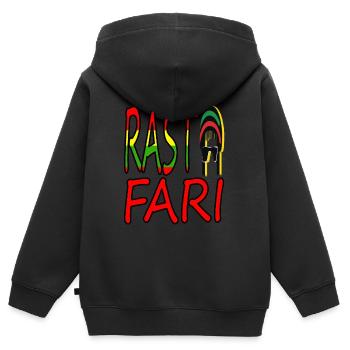 Reggae Rastafari Rasta Musiciens Idées cadeaux - Sweat Premium à capuche zippé enfant bio - noir - Dos - AI Model Kid Male (0cm)