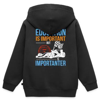 Voiture de course - Sweat Premium à capuche zippé enfant bio - noir - Dos - AI Model Kid Male (0cm)