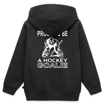Eishockey spielen Eishockeyspieler Goalie Geschenk - Kinder Premium Organic Zip Hoodie - Schwarz - Hinten - AI Model Kid Male (0cm)