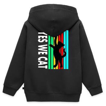Chat Chat Ami Chat Visage Pet Cadeau - Sweat Premium à capuche zippé enfant bio - noir - Dos - AI Model Kid Male (0cm)