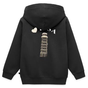 j’aime la ville de Pise Tour Italie cadeau - Sweat Premium à capuche zippé enfant bio - noir - Dos - AI Model Kid Male (0cm)
