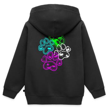 Néon-Paw Design - Sweat Premium à capuche zippé enfant bio - noir - Dos - AI Model Kid Male (0cm)