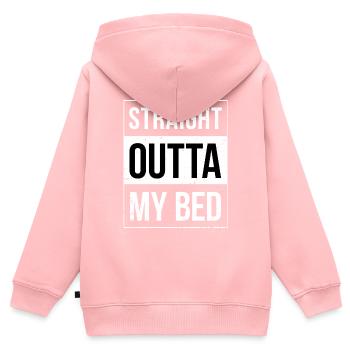 Straight Outta My Bed - Direkt aus dem Bett Idee - Kinder Premium Organic Zip Hoodie - Rosa - Hinten - AI Model Kid Female (0cm)
