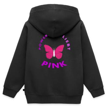 Pink Farbe Powerfrau liebt Pink Spruch Geschenk - Kinder Premium Organic Zip Hoodie - Schwarz - Hinten - AI Model Kid Male (0cm)