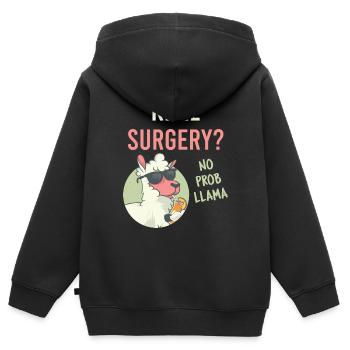 Lustige Knie-OP? No Prob Llama Reconstructive Medi - Kinder Premium Organic Zip Hoodie - Schwarz - Hinten - AI Model Kid Male (0cm)
