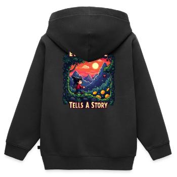 Chaque pixel raconte une histoire - Retro Gaming - Sweat Premium à capuche zippé enfant bio - noir - Dos - AI Model Kid Male (0cm)