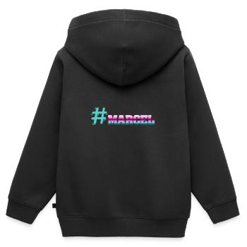 Hashtag Marcel - Sweat Premium à capuche zippé enfant bio - noir - Dos - AI Model Kid Male (0cm)