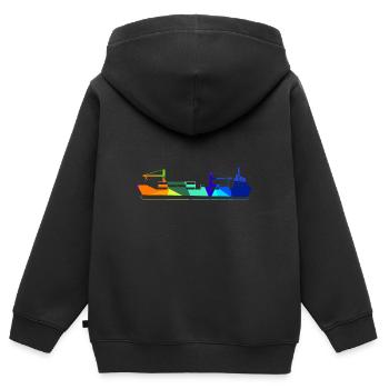 Container Ship Rainbow Polygon Ships - Kids Premium Organic Zip-up Hoodie - black - Back - AI Model Kid Male (0cm)