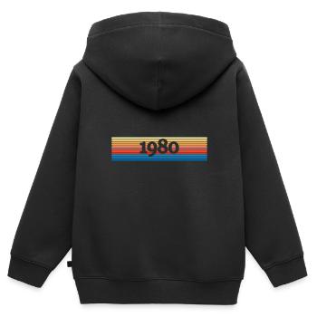 Regenbogen Jahr 1980 - Kinder Premium Organic Zip Hoodie - Schwarz - Hinten - AI Model Kid Male (0cm)