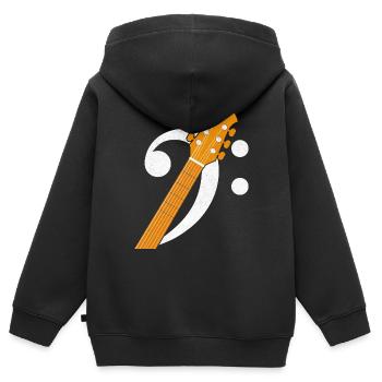 Bass Clef Guitar Bass Player Musician - Sweat Premium à capuche zippé enfant bio - noir - Dos - AI Model Kid Male (0cm)