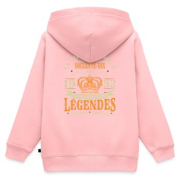 70 ans Anniversaire Humour Naissance 1952 Cadeau - Sweat Premium à capuche zippé enfant bio - rose - Dos - AI Model Kid Female (0cm)