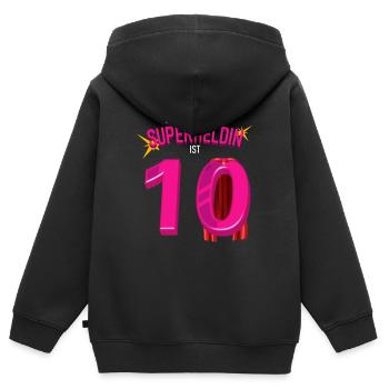 Superheldin 10 Jahre Alt - 10 Geburtstag - Kinder Premium Organic Zip Hoodie - Schwarz - Hinten - AI Model Kid Male (0cm)
