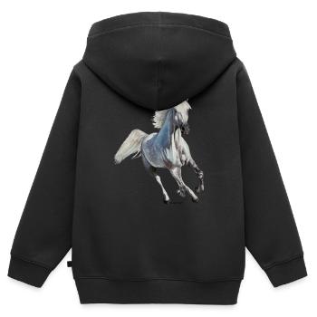 Cheval - Sweat Premium à capuche zippé enfant bio - noir - Dos - AI Model Kid Male (0cm)