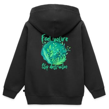 Feel Nature - Kids Premium Organic Zip-up Hoodie - black - Back - AI Model Kid Male (0cm)