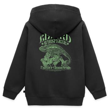 Panthère Caméléon Caméléon Lézard Chuchoteur - Sweat Premium à capuche zippé enfant bio - noir - Dos - AI Model Kid Male (0cm)
