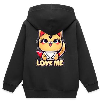 Eine lustige Chibi-Katze voller Liebe - Kinder Premium Organic Zip Hoodie - Schwarz - Hinten - AI Model Kid Male (0cm)