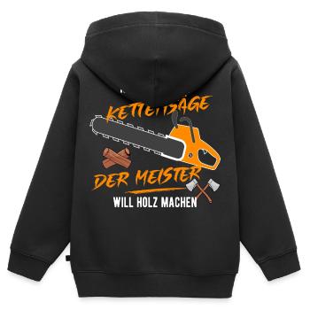 Der Meister will Holz machen! - Kinder Premium Organic Zip Hoodie - Schwarz - Hinten - AI Model Kid Male (0cm)