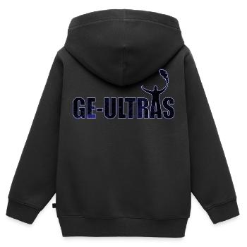 Gelsenkirchen Ultras GE Geschenkidee - Kinder Premium Organic Zip Hoodie - Schwarz - Hinten - AI Model Kid Male (0cm)