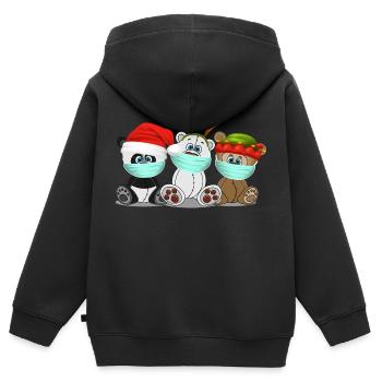 Xmas Grizzly Polar Panda Bären mit Mundschutz - Kinder Premium Organic Zip Hoodie - Schwarz - Hinten - AI Model Kid Male (0cm)