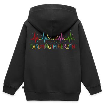 Fasching im Herzen - Kinder Premium Organic Zip Hoodie - Schwarz - Hinten - AI Model Kid Male (0cm)