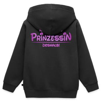 Ich bin eine Prinzessin, deshalb | Prinzessinshirt - Kinder Premium Organic Zip Hoodie - Schwarz - Hinten - AI Model Kid Male (0cm)