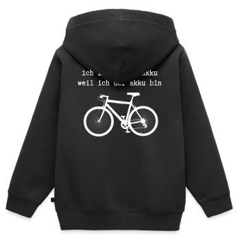 Ich fahre ohne akku weil ich der akku bin Fahrrad - Kinder Premium Organic Zip Hoodie - Schwarz - Hinten - AI Model Kid Male (0cm)