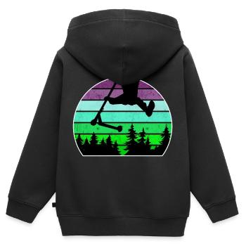 Escooter Scooter Stunt - Sweat Premium à capuche zippé enfant bio - noir - Dos - AI Model Kid Male (0cm)