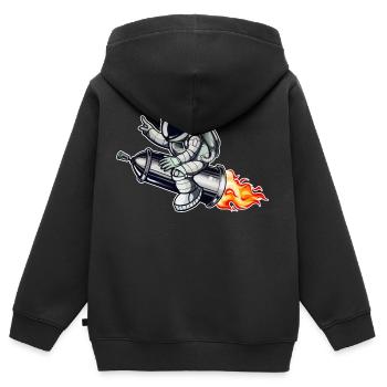 Graffiti Astronaut mit Spraydose Rakete - Kinder Premium Organic Zip Hoodie - Schwarz - Hinten - AI Model Kid Male (0cm)
