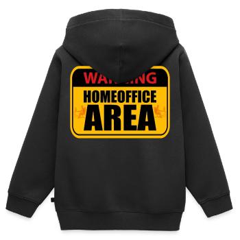 Homeoffice Warning Homeoffice Area Schild - Kinder Premium Organic Zip Hoodie - Schwarz - Hinten - AI Model Kid Male (0cm)