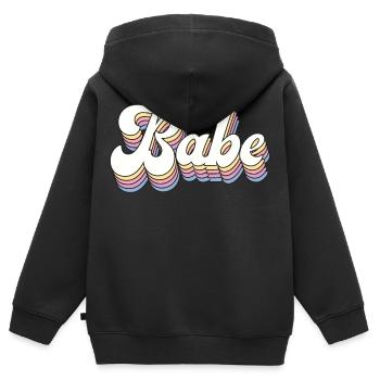 Retro Style Babe - Cadeau d’enterrement de vie de jeune fille - Sweat Premium à capuche zippé enfant bio - noir - Dos - AI Model Kid Male (0cm)