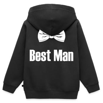 Best Man With Bowtie - Mens Bachelor Party Gift - Kids Premium Organic Zip-up Hoodie - black - Back - AI Model Kid Male (0cm)