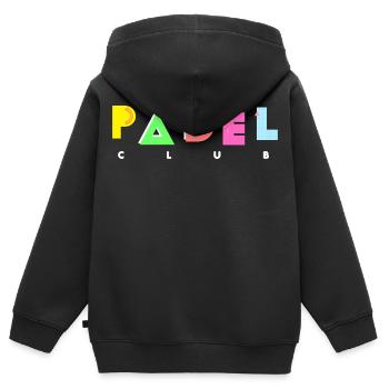Padel - Cadeau pour amateur de padel - Sweat Premium à capuche zippé enfant bio - noir - Dos - AI Model Kid Male (0cm)