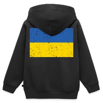 Ukraine Flagge Distressed - Kinder Premium Organic Zip Hoodie - Schwarz - Hinten - AI Model Kid Male (0cm)