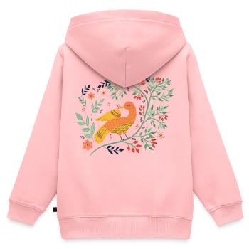 Oiseau d’art populaire Vogel - Sweat Premium à capuche zippé enfant bio - rose - Dos - AI Model Kid Female (0cm)