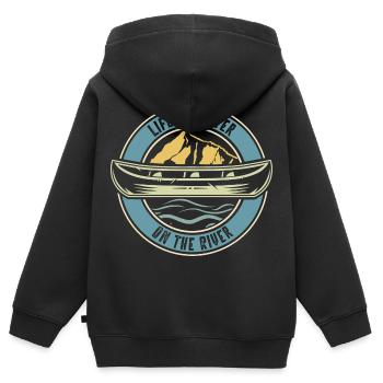 Canoë Canoë Canoë - Sweat Premium à capuche zippé enfant bio - noir - Dos - AI Model Kid Male (0cm)