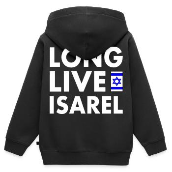 Long live israel - Sweat Premium à capuche zippé enfant bio - noir - Dos - AI Model Kid Male (0cm)