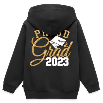 Proud Grad 2023 Graduated Student Graduation Party - Kids Premium Organic Zip-up Hoodie - black - Back - AI Model Kid Male (0cm)